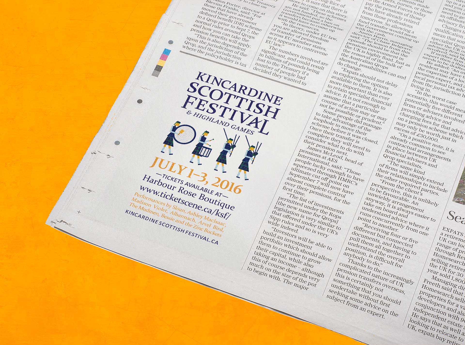 Newspaper ad for the Kincardine Scottish Festival
