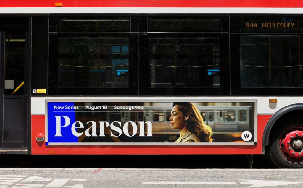 Pearson ad on the side of a bus